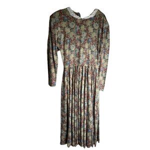 Vtg Expo Floral Maxi Dress Western 13/14 Cottagecore Prairie Modest USA Read 80s